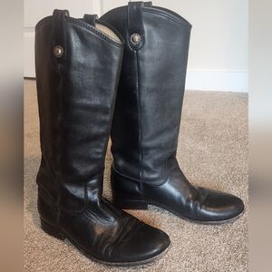 Frye Melissa Button Black Leather Boots